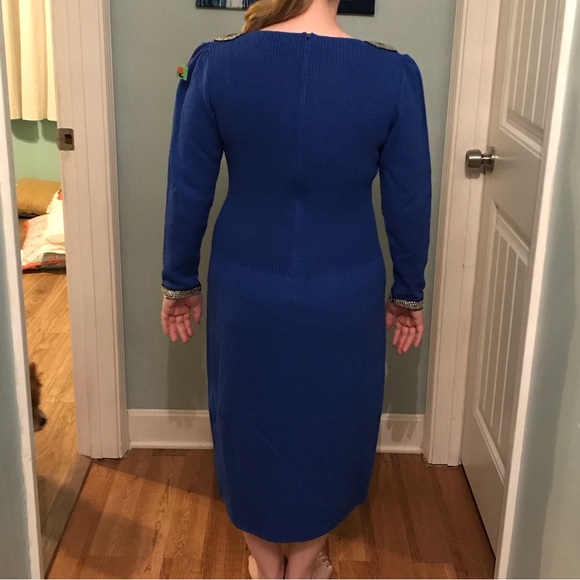 Vintage Don Sayres for Wilmore blue beaded dress size 12 - Picture 8 of 8